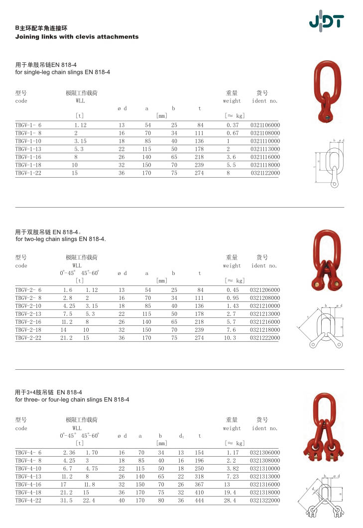 德国JDT B主环配羊角连接环